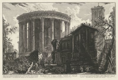 Tempel van Vesta en de Tempel van de Tiburtijnse Sibille in Tivoli door Giovanni Battista Piranesi
