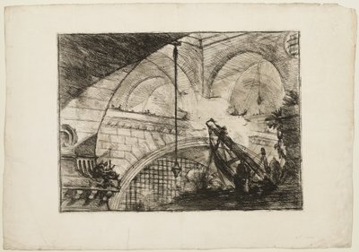 De boog met een schelpmotief, plaat 11 uit Imaginary Prisons door Giovanni Battista Piranesi