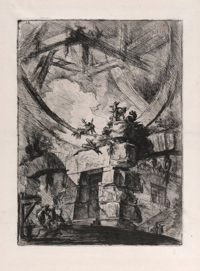 Het reuzenrad, plaat 9 uit Carceri door Giovanni Battista Piranesi