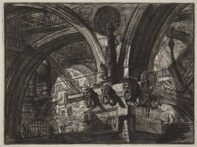 De pier met een lantaarn door Giovanni Battista Piranesi