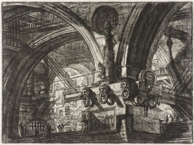 De pier met een lantaarn door Giovanni Battista Piranesi