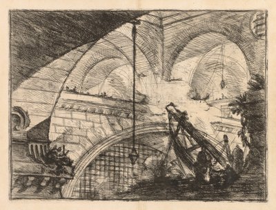 De gevangenissen: Een serie galerijen met kraanachtige balkconstructie door Giovanni Battista Piranesi