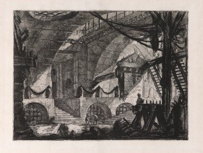 De zaagbok, plaat 12 uit Carceri d door Giovanni Battista Piranesi