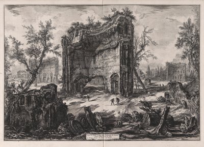 Veduta degli Avanzi delle Fabbriche del Secondo Piano delle Terme di Tito, uit Vedute di Roma door Giovanni Battista Piranesi
