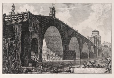 Gezicht op de Milviaanse Brug over de Tiber twee mijl buiten Rome, uit Vedute di Roma (Gezichten van Rome) door Giovanni Battista Piranesi