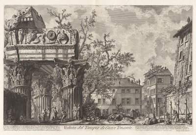 Uitzicht op de Tempel van Jupiter Tonans (Jupiter de Donderaar; eigenlijk de Tempel van Vespasianus en Titus), uit Vedute di Roma door Giovanni Battista Piranesi
