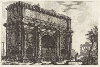 Gezicht op de boog van Septimius Severus, uit Vedute di Roma door Giovanni Battista Piranesi