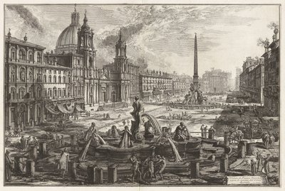 Gezicht op de Piazza Navona boven de ruïnes van het Circus Agonalis [Circus van Domitianus], uit Vedute di Roma (Gezichten op Rome) door Giovanni Battista Piranesi