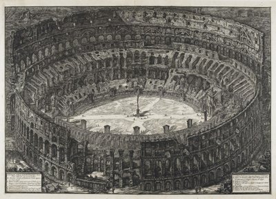 Uitzicht op het Flavische Amfitheater, het Colosseum, uit "Gezichten van Rome" door Giovanni Battista Piranesi