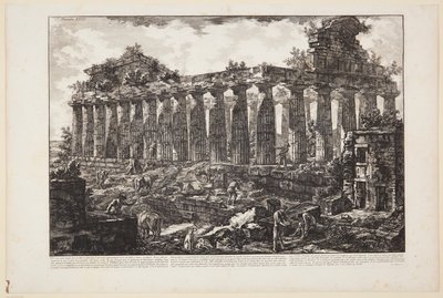 Gezicht op een andere tempel in de stad Paestum, waarvan algemeen wordt aangenomen dat hij aan Juno was gewijd [...] door Giovanni Battista Piranesi