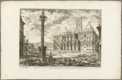 Zicht op de Basiliek van S. Maria Maggiore met zijn Twee Flankerende Vleugels, uit Zichten van Rome door Giovanni Battista Piranesi