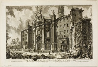 Gezicht op de Façade van de Basiliek van S. Croce in Gerusalemme, uit Zichten van Rome door Giovanni Battista Piranesi