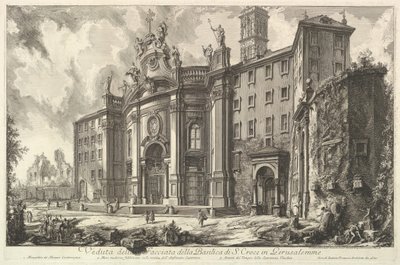 Uitzicht op de gevel van de Basiliek van S. Croce in Gerusalemme, ca. 1750 door Giovanni Battista Piranesi