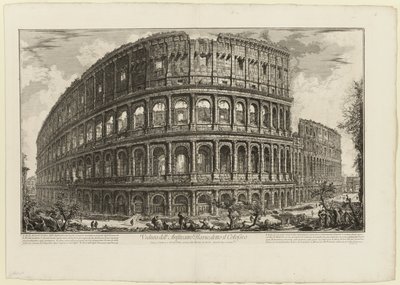 Gezicht op het Flavische Amfitheater, genaamd het Colosseum, uit Gezicht op Rome door Giovanni Battista Piranesi