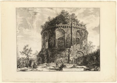 Uitzicht op de zogenaamde Tempio della Tosse (Tempel van de Hoest) aan de Via Tiburtina een mijl van Tivoli, uit Zichten van Rome door Giovanni Battista Piranesi