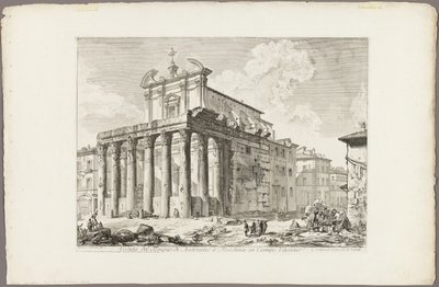 Uitzicht op de Tempel van Antoninus en Faustina in het Romeinse Forum, uit Zichten van Rome door Giovanni Battista Piranesi