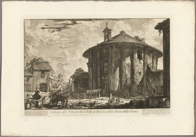 Uitzicht op de Tempel van Cybele op het Piazza van de Bocca della Verità, uit Zichten van Rome door Giovanni Battista Piranesi