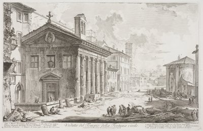 Uitzicht op de Tempel van Fortuna Virilis, nu de Armeense kerk van S. Maria Egizziaca door Giovanni Battista Piranesi
