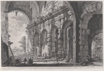 Uitzicht op de bovenverdieping van de kooien voor wilde dieren gebouwd door keizer Domitianus door Giovanni Battista Piranesi