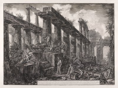 Vue des restes de la celle du Temple de Neptune (Zicht op de overblijfselen van de Cella van de Tempel van Neptunus), uit Différentes vues de door Giovanni Battista Piranesi