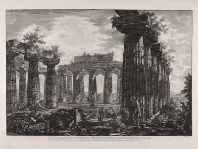 Binnenaanzicht van het zogenaamde College van de Anfictions, uit „Verschillende gezichten op ... Pesto“ (Verschillende gezichten op ... Paestum) door Giovanni Battista Piranesi