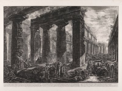 Interieur van de Tempel van Neptunus beschreven in plaat X door Giovanni Battista Piranesi