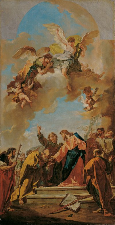De sleuteloverdracht aan Petrus door Giovanni Battista Pittoni