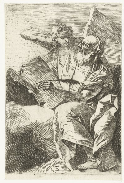 Evangelist Matteus met engel Vier Evangelisten door Giovanni Battista Tiepolo (attributed to)