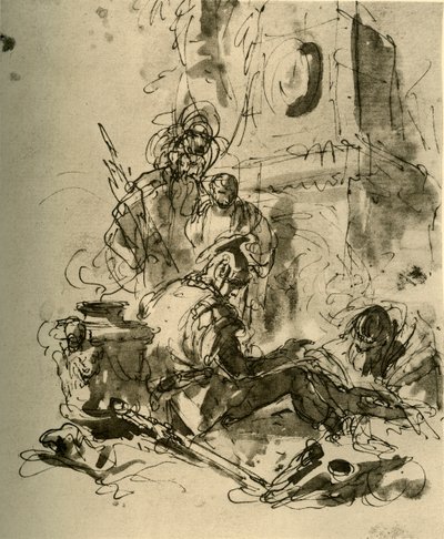 Een soldaat zittend, midden 18e eeuw, 1928 door Giovanni Battista Tiepolo