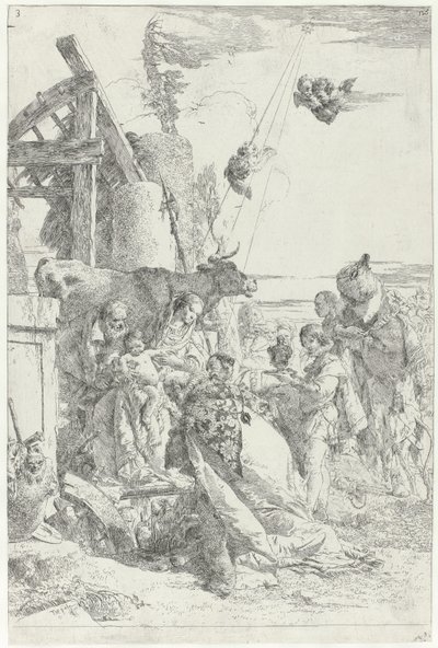 Aanbidding van Christuskind door drie koningen door Giovanni Battista Tiepolo