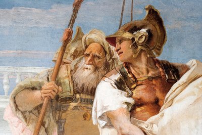 Detail van Aeneas, uit Aeneas presenteert Cupido, vermomd als Ascanius, aan Dido, uit de Kamer van de Aeneis in de Palazzina, 1757 door Giovanni Battista Tiepolo