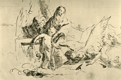 Heilige Familie en Engelen door Giovanni Battista Tiepolo