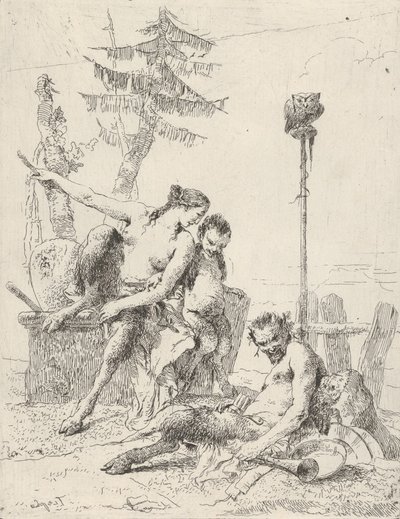 Satyrfamilie Pan en zijn familie, uit de Scherzi door Giovanni Battista Tiepolo