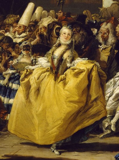 Carnavalscène of Het menuet door Giovanni Battista Tiepolo