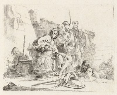 Zittende Jongeling Leunend tegen een Urn, uit Vari capricci (Verschillende Capriccio