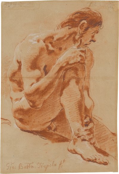 Zittend mannelijk naakt door Giovanni Battista Tiepolo