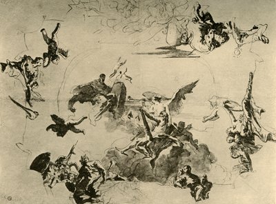 Schets voor een plafondschildering, midden 18e eeuw door Giovanni Battista Tiepolo
