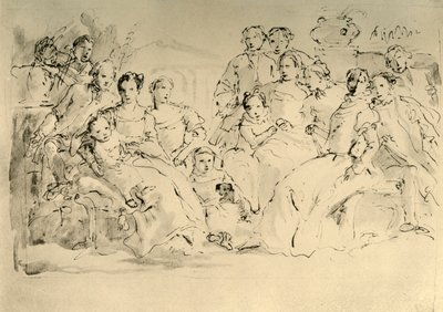 Schets voor een groepsportret, midden 18e eeuw door Giovanni Battista Tiepolo