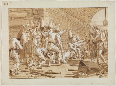 De begrafenis van Punchinello, ca. 1800 door Giovanni Battista Tiepolo