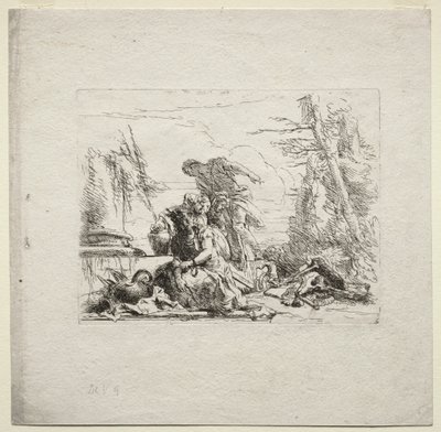 Verschillende Caprices: De vrouw in handboeien door Giovanni Battista Tiepolo