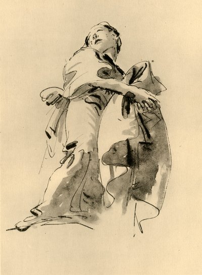 Vrouw buigt naar rechts maar kijkt omhoog door Giovanni Battista Tiepolo