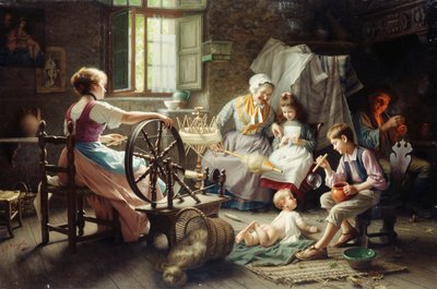 Aan het Spinnewiel door Giovanni Battista Torriglia