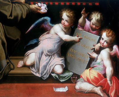 Rechteronder detail van de Toekenning van de Aflaat van de Porziuncola door Giovanni Battista Trotti