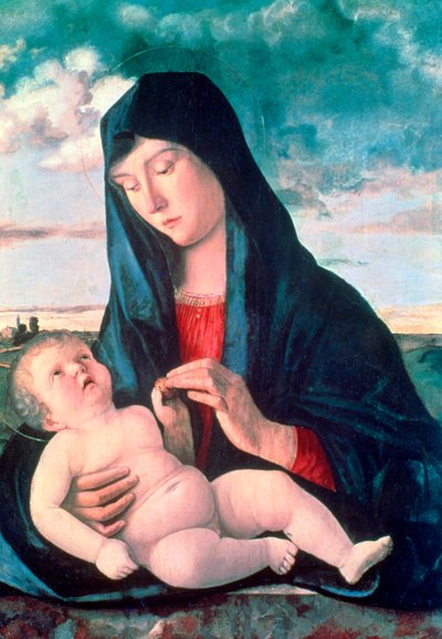 Madonna en kind in een landschap, c1480-1485 door Giovanni Bellini