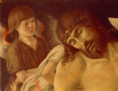 Pietà of Dode Christus ondersteund door Engelen (detail) door Giovanni Bellini