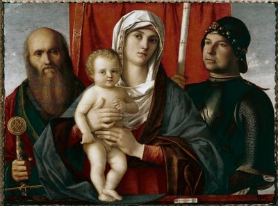 Maagd met kind tussen Sint Paulus en Sint Joris, schilderij door Giovanni Bellini, ook wel il Giambellino genoemd door Giovanni Bellini