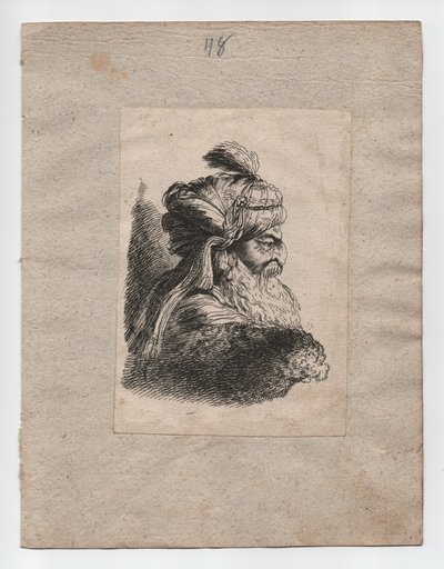 Turks hoofd met tulband, ca. 1760 (gravure) door Giovanni Benedetto (1609 64) (after) Castiglione