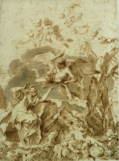 Hagar en Ismaël in de woestijn door Giovanni Benedetto Castiglione