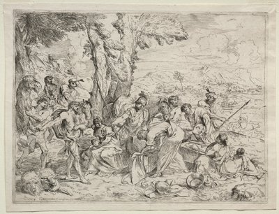Laban zoekt naar afgoden in Rachels bagage, ca. 1635 door Giovanni Benedetto Castiglione