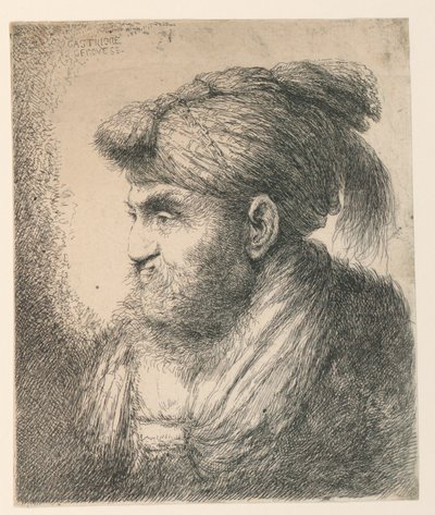 Portret van een man met een tulband door Giovanni Benedetto Castiglione